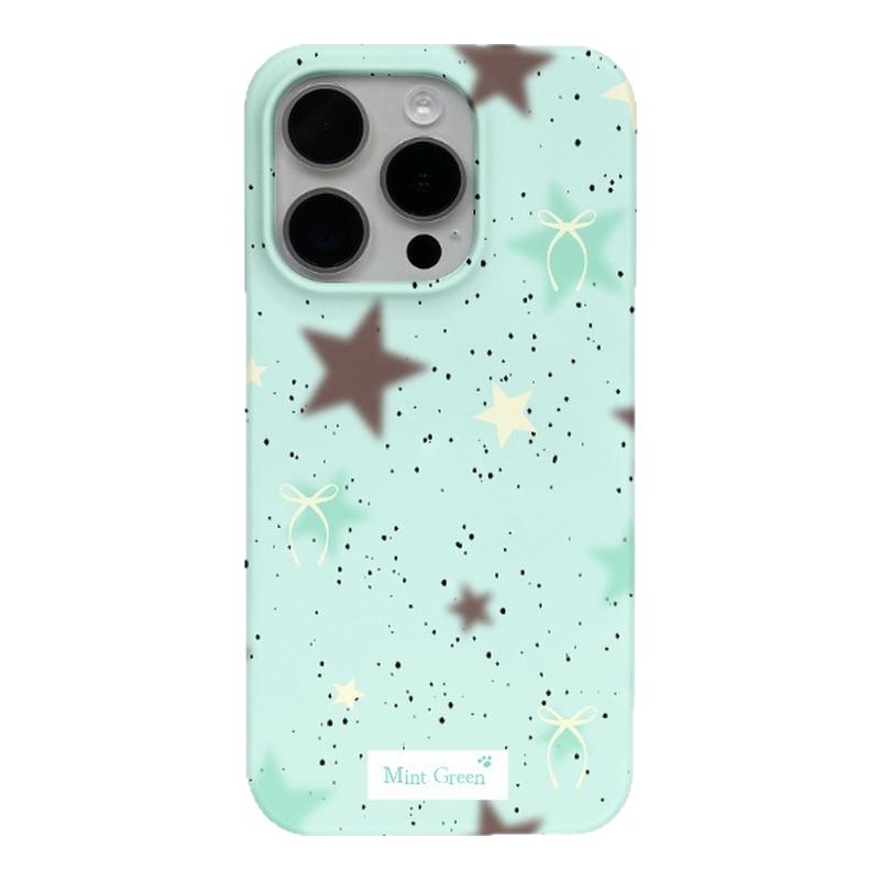 薄荷绿点点星星适用苹果17promax华为mate70Pro手机壳iPhone16新款小米15红米k80硬壳OPPOReno13爆款菲林软壳