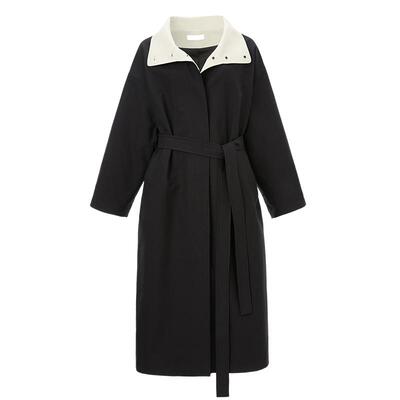 MAISON THER2025女士春季新品通穿三季高领立领双色撞色极简风衣