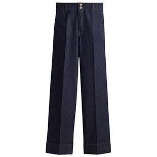 HM女装牛仔裤春季阔腿版型直筒复古舒适通勤丹宁高腰长裤1297530