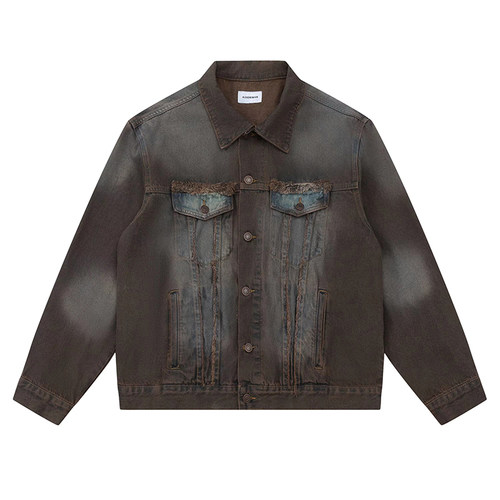 Holocene美式潮牌春秋款牛仔套装男宽松外套裤子男装搭配一套帅气