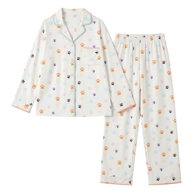休闲碎花纯棉睡衣套装全棉家居服