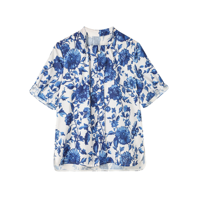 CHESONSE宽松优雅薄款印花衬衫