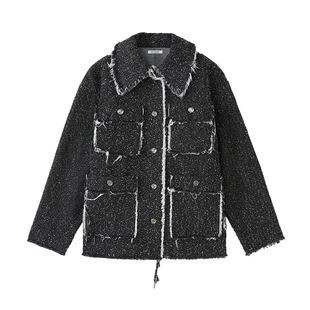 SLY 24冬季新品静奢小香风粗花呢流苏西装外套女030HAA10-1221