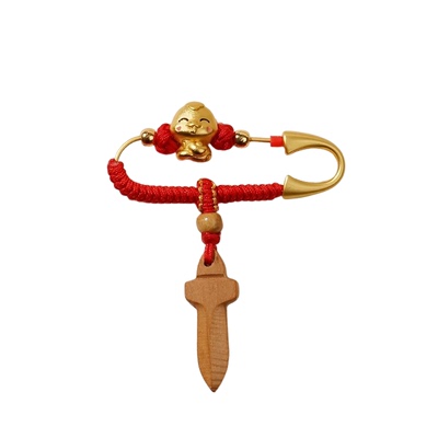 新生儿童宝宝孕妇平安生肖挂件胸针桃木狗牙护身符婴幼儿别针