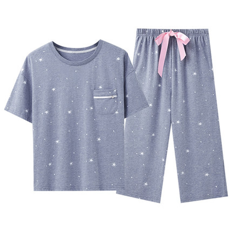 三枪薄款情侣纯棉家居服圆领套装