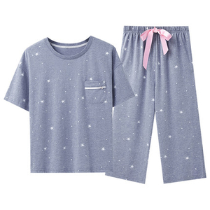 三枪薄款情侣纯棉家居服圆领套装