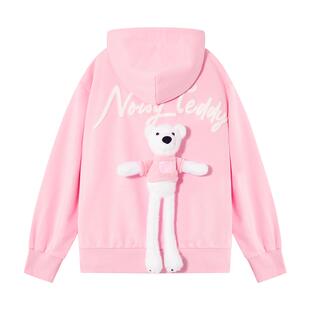 NOISY TEDDY 26年春新款可爱立体熊儿童长袖连帽开衫卫衣宽松百搭