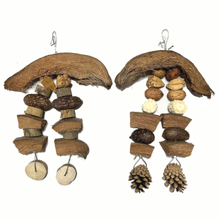 中大型鹦鹉椰子棕原木野果天然手工耐啃咬玩具用品灰折中亚马葵金