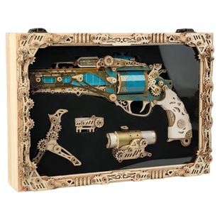 退伍军人纪念品送战友兄弟军旅生日礼物男生奇幻蒸汽左轮手枪摆件