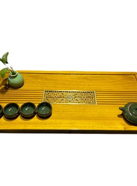 缅甸金丝原木根雕茶盘中式