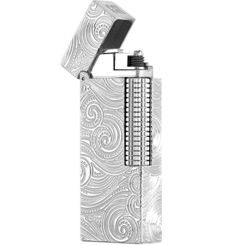 英国GBI大船高端黄铜充气打火机无声静音侧滑轮窄款小送男友礼物