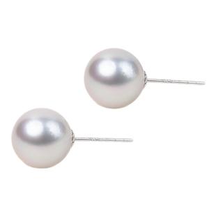 有幸珍珠耳钉 18K金海水澳白珍珠素钉9-10mm简约百搭款送妈妈礼物