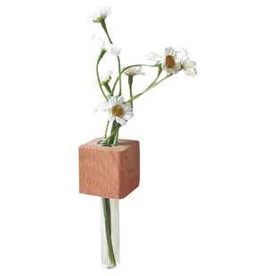 实木插花器创意试管插花器冰箱贴磁贴留言固定磁力贴水培植物花瓶