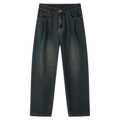 流石男装百搭时尚复古直筒牛仔裤