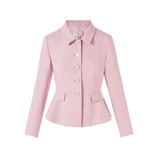 LIME莱茵小香风套装25春季新款翻领收腰下摆短上衣外套高腰直筒裙