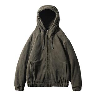 户外运动摇粒绒羽绒服男冬季连帽加厚抓绒衣内胆外贸男装棉服外套