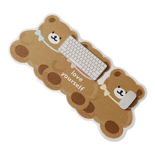 韩系泰迪熊超大鼠标垫女生电脑游戏键盘垫皮革防水防油工位书桌垫