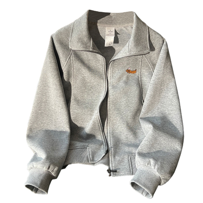 短款灰色立领运动外套女