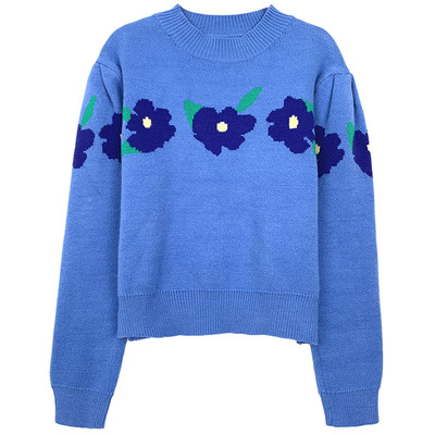 落落狷介蓝色毛衣设计感小众