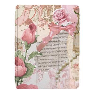适用OPPOPad4pro/pad3平板Air2粉色玫瑰Neo复古11.4带笔槽VIVOPad5Pro个性13寸IQOOPad5/12.1寸SE11保护套壳