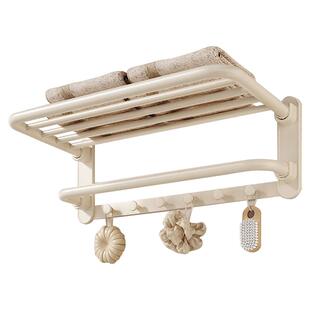 eoco奶白色浴巾架毛巾杆收纳置物架马桶刷五金浴室挂件套装H6