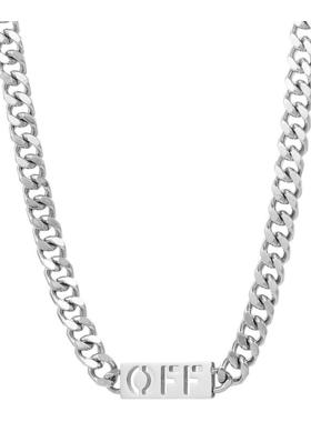 古巴OFF钛钢字母项链男款