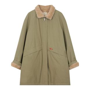 solighter 法式复古立领加厚派克工装外套女冬季2025新款加绒外套