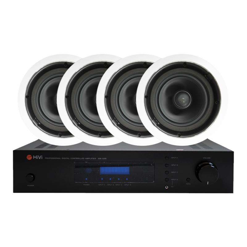 HIVI惠威2只VX6-C定阻吗轴吸顶喇叭功放套装立体声吊顶音响嵌入式