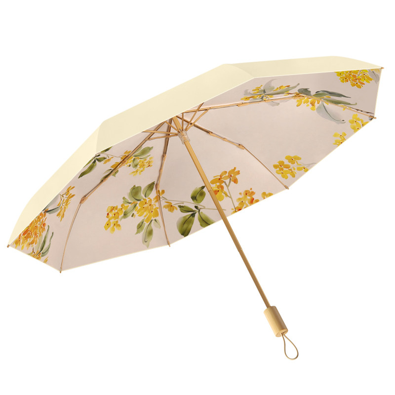 双层彩胶三折叠小清新晴雨两用伞