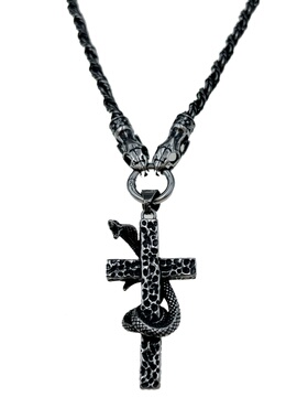 复古十字架蛇头麻花链项链百搭
