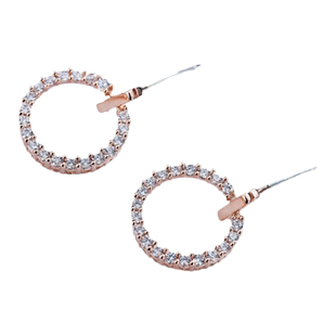 2024新品女春日韩S925银防过敏耳饰天然锆石精致圆环多一点爱耳钉