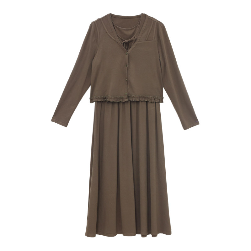 it'real瑞尔25冬季新款复古文艺背带连衣裙搭外套连衣裙套装