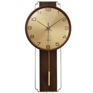 2025新款新中式实木挂钟客厅挂表挂墙壁轻奢高级感时钟表石英家用