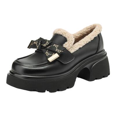 达芙妮爆款推荐！乐福鞋加绒皮鞋