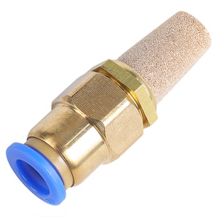 气动接头6/8/10/12mm平头消声器插入式长头消音器插管静音器快插