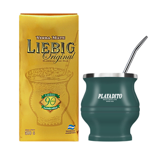 配马黛茶杯 阿根廷进口马黛茶叶散装专用杯梅西同款葫芦杯子吸管