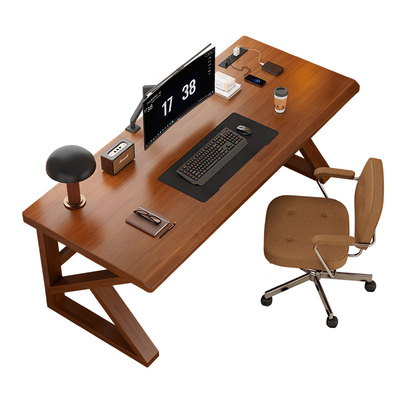 实木电脑桌台式家用卧室办公桌简易书桌长条桌双人电竞桌子工作台