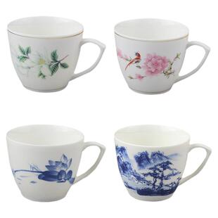 陶瓷有耳茶杯大号主人杯品茗杯白瓷功夫茶具套装带把手柄杯子家用