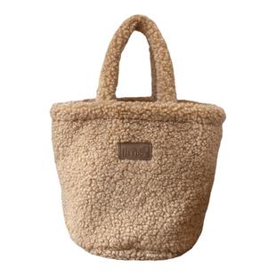 HSXBB日式新款洋气可爱羊羔毛包毛绒包秋冬少女学生手提包手拎包