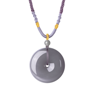 周大生和田玉烟紫平安扣吊坠女佛公串珠项链挂坠编绳情人节礼物