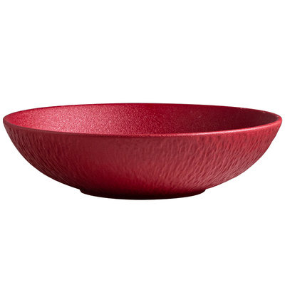 高颜值红色陶瓷盘好看的盘子深盘餐具高级感沙拉盘子家用菜盘汤盘