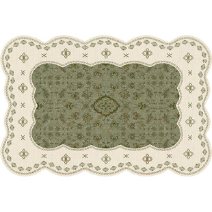 地毯客厅绿色法式复古中古风2025新款免洗可擦高级地垫异形不规则