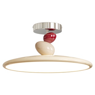 中古奶油风卧室吊灯现代风飞碟吸顶灯法式复古M豆餐厅灯卧室灯