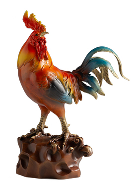 铜之美 铜鸡摆件灵芝鸡 办公室博古架手工铜工艺品高档礼品送领导