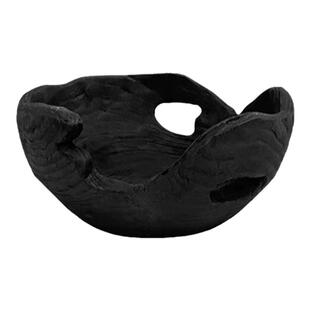 侘寂风实木托盘黑色异形木质果盘点心盘创意复古做旧收纳盘摆件