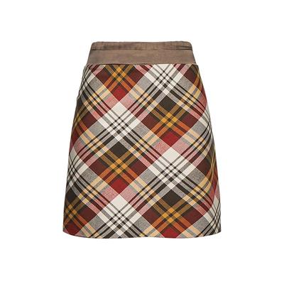 橄榄绿英伦格纹A字半裙