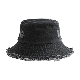 ins潮酷破洞磨边渔夫帽子男女时尚个性割破乞丐帽春秋小众盆帽潮