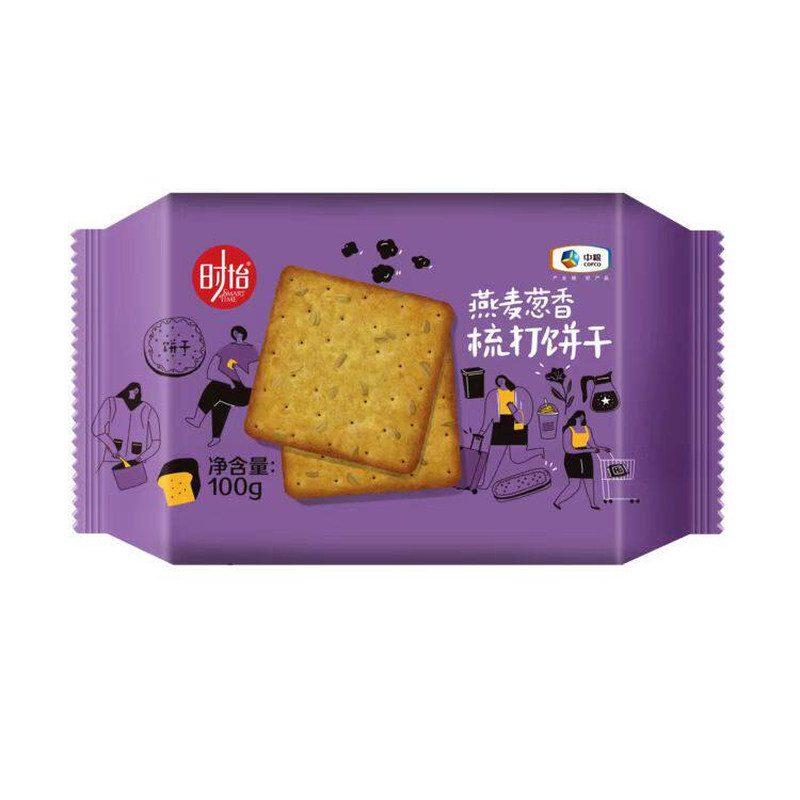 中粮时怡燕麦葱香梳打饼干独立小酥性饼干