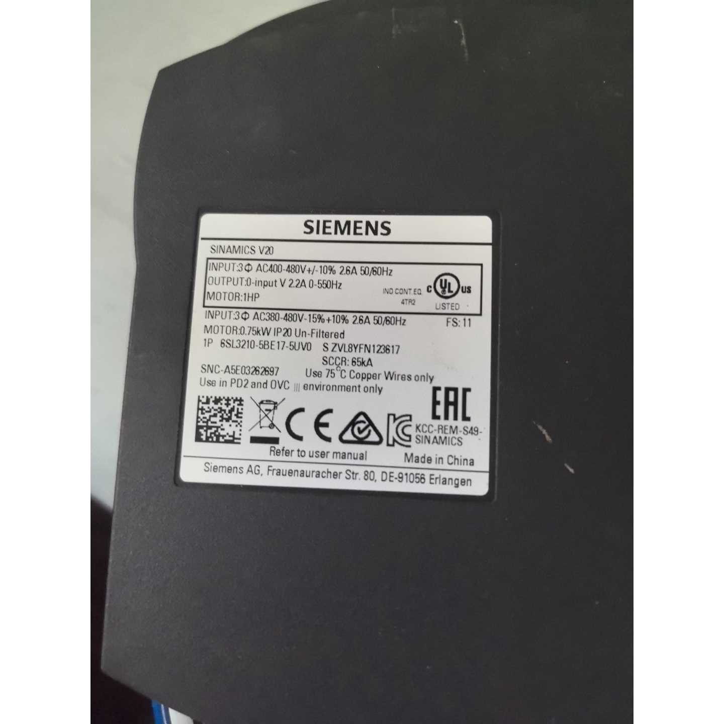 【请询价】SINAMICSV20变频器6SL32105E