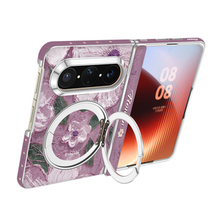 适用华为puraxmax手机壳pura外壳X典藏版max新款360°支架xmax阔折叠屏pure中轴全包挂绳prua防摔山茶花px套